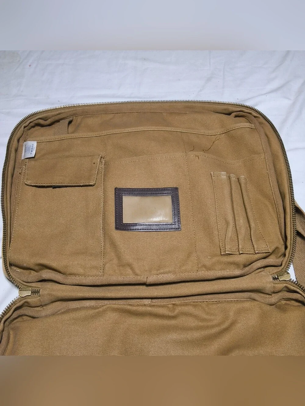 Vintage Lands End Square Rigger Canvas Briefcase Laptop Bag Beige Carry On